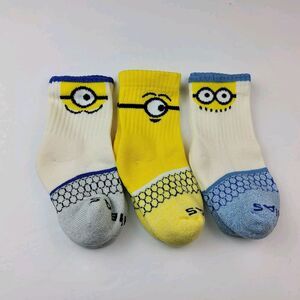 Bombas Junior Minions Lof Of 3 Pairs Socks Size J (8T-11T)